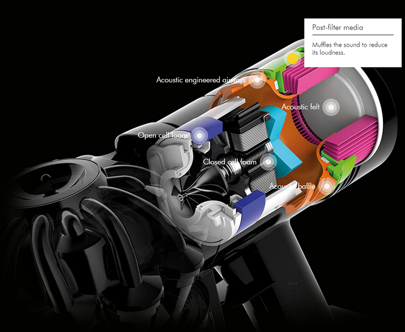 Dyson V8 is able to muffle the sound to reduce its loudness.